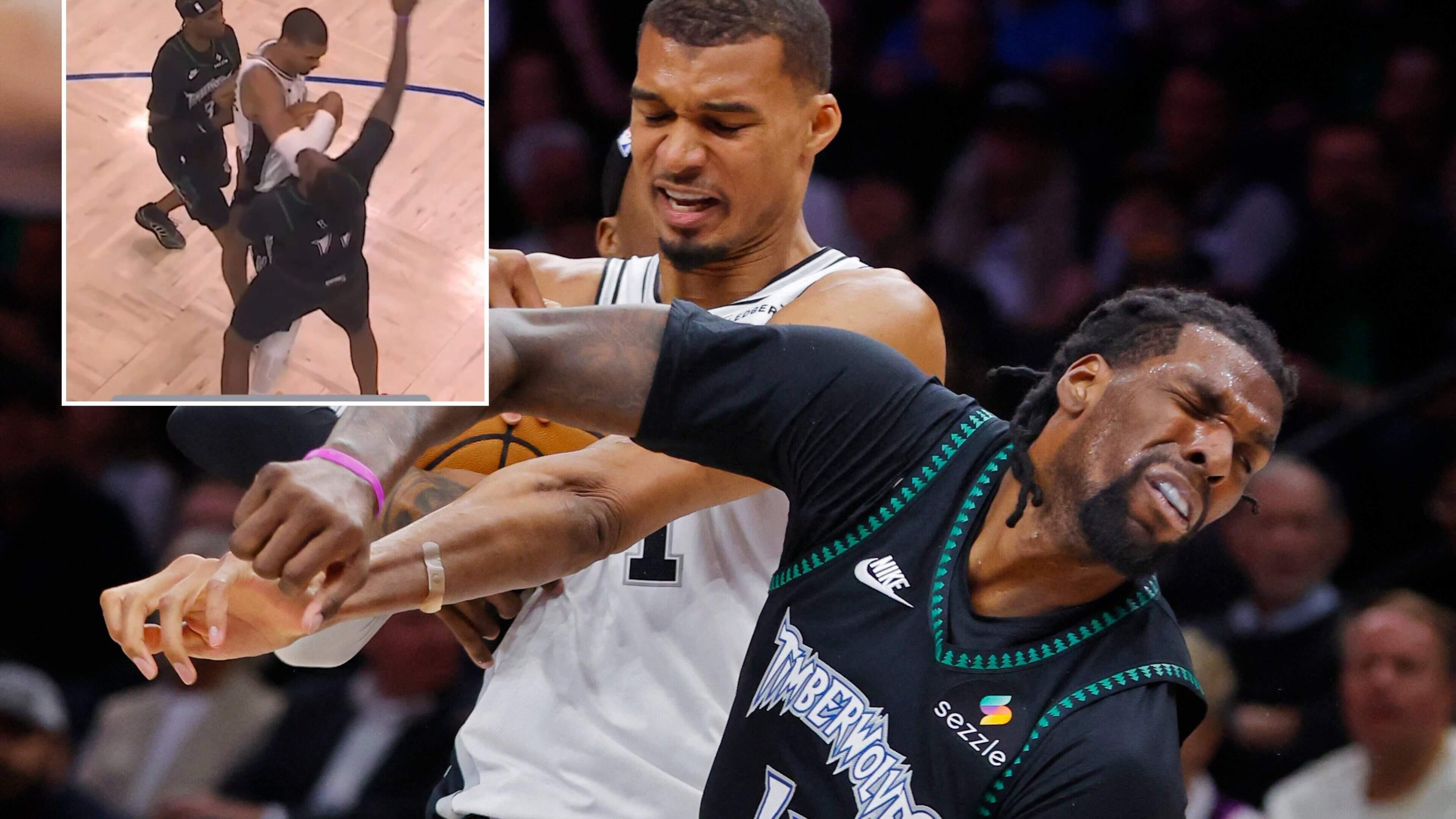 NBA-ster Victor Wembanyama (2,24 meter) elleboogt opponent tegen de vlakte: ’Agressie richting hem is walgelijk’